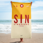 Load image into Gallery viewer, Beach Towel - Bath Towel SIN - Singapore Airport Code
