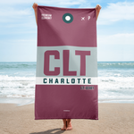 Load image into Gallery viewer, Beach Towel - Bath Towel CLT - Charlotte Airport Code
