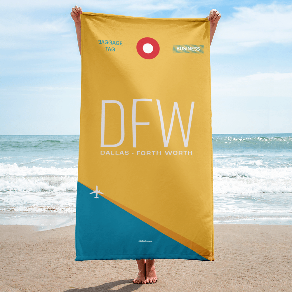 Beach Towel - Shower Towel DFW - Dallas - Fort Worth Airport Code