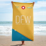 Load image into Gallery viewer, Beach Towel - Shower Towel DFW - Dallas - Fort Worth Airport Code
