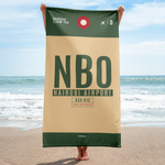Load image into Gallery viewer, Beach Towel - Bath Towel NBO - Nairobi Airport Code
