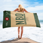 Load image into Gallery viewer, Beach Towel - Bath Towel NBO - Nairobi Airport Code

