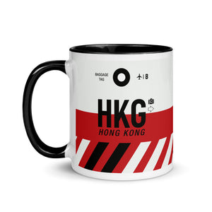 HKG - Hong Kong Flughafencode Tasse mit farbiger Innenseite