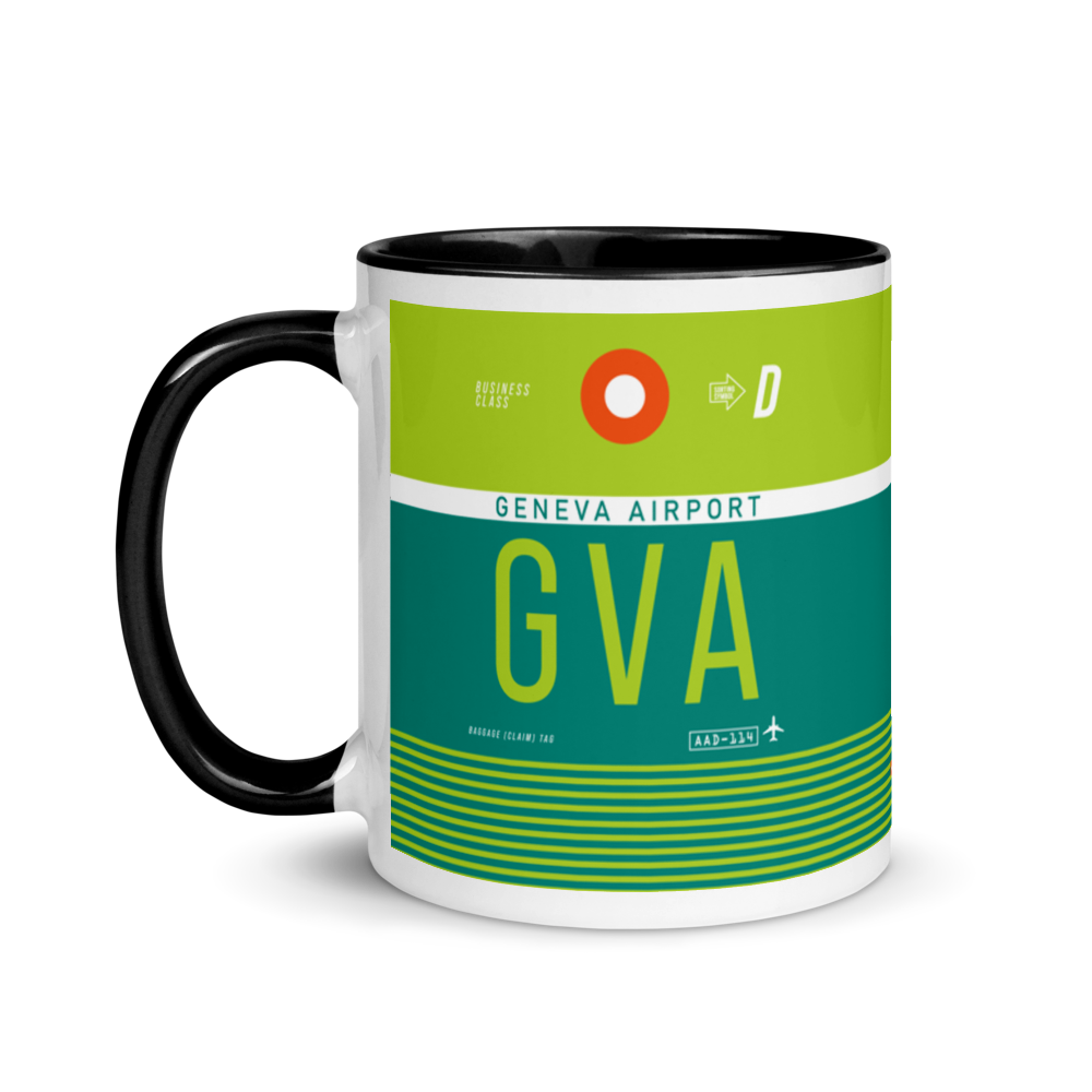 GVA - Geneva Flughafencode Tasse mit farbiger Innenseite