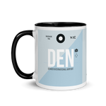 Load image into Gallery viewer, DEN - Denver Airport Code mug with colored interior
