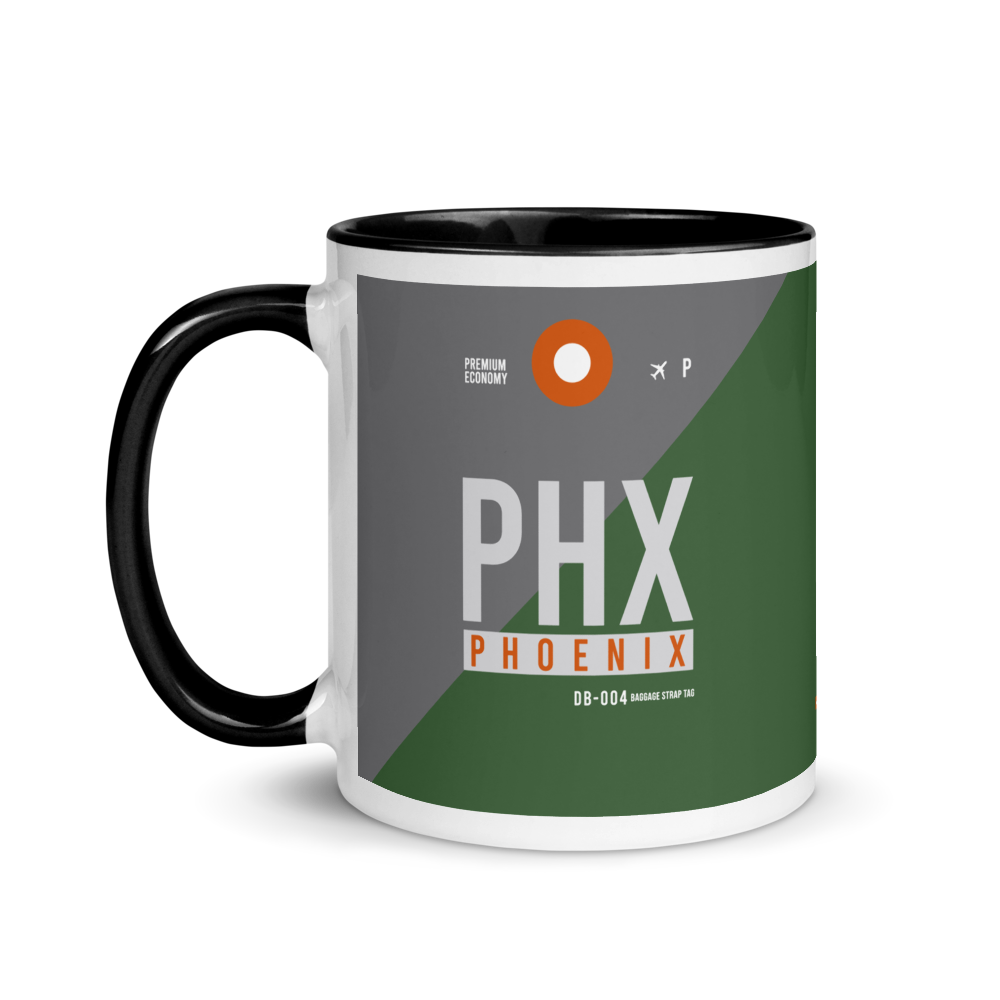 PHX - Phoenix Airport Code mug with colored interior