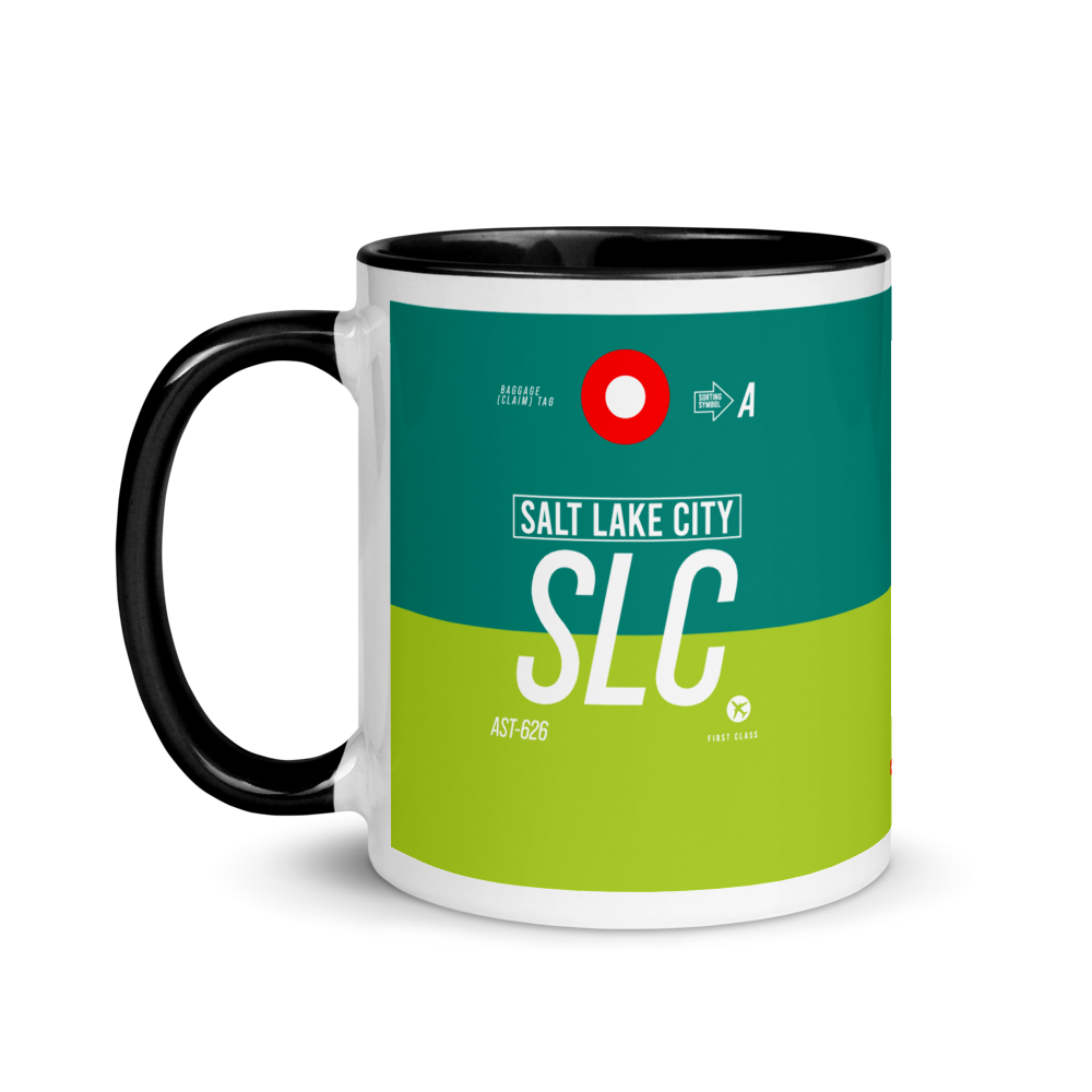 SLC - Salt Lake City Airport Code mug with colored interior