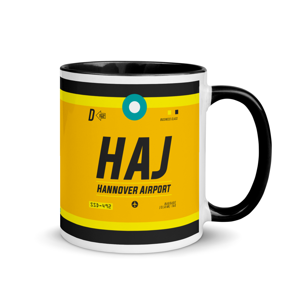 HAJ - Hannover Flughafencode Tasse mit farbiger Innenseite