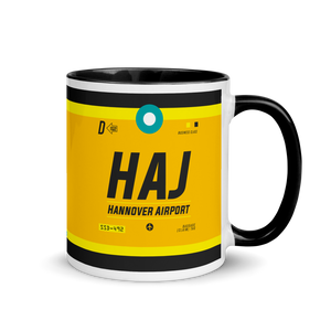 HAJ - Hannover Flughafencode Tasse mit farbiger Innenseite