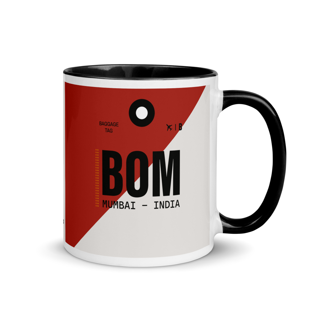 BOM - Mumbai Airport Code Mug with colored interior