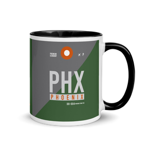PHX - Phoenix Airport Code mug with colored interior