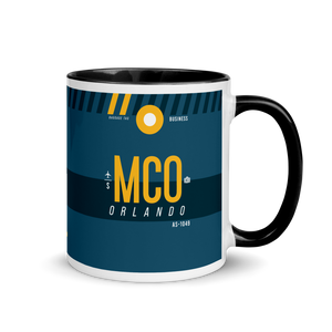 MCO - Orlando Airport Code Mug with colored interior