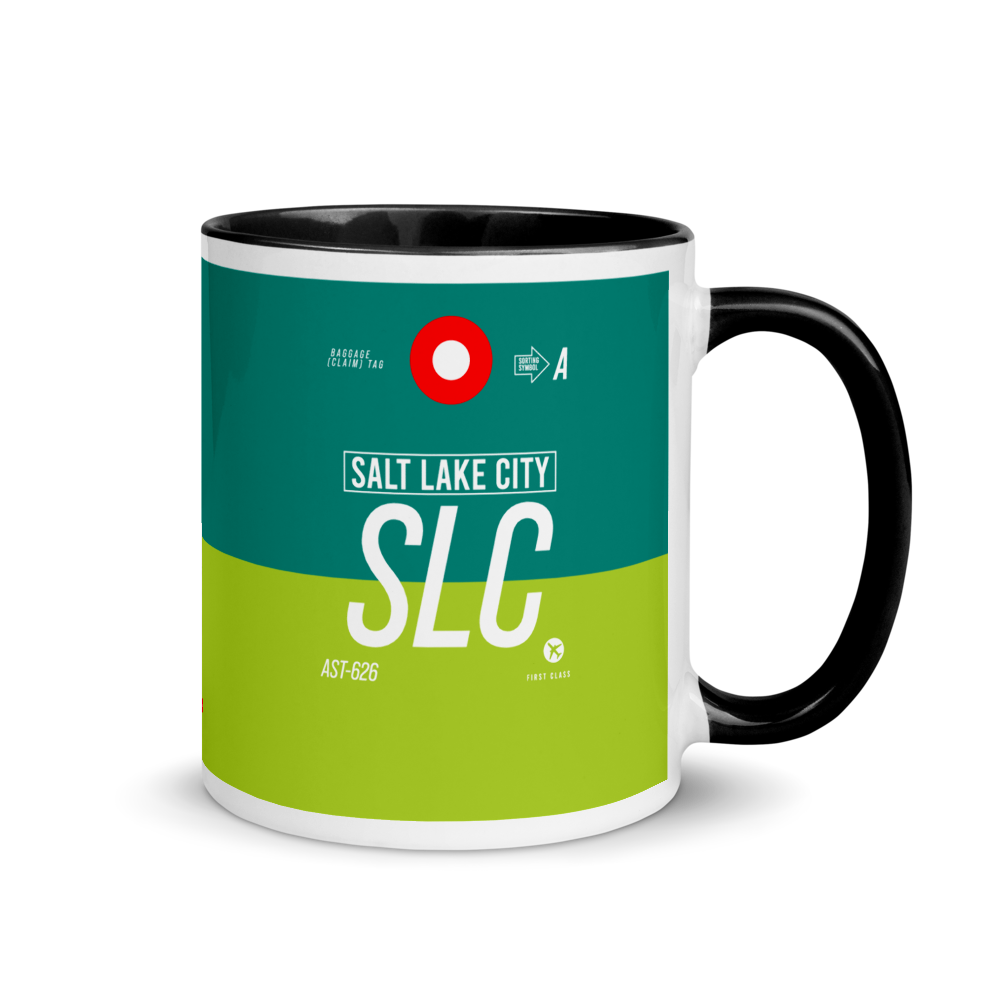 SLC - Salt Lake City Airport Code mug with colored interior