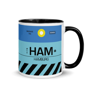 HAM - Hamburg Flughafencode Tasse mit farbiger Innenseite