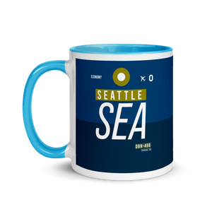 SEA - Seattle Airport Code Mug with colored interior