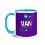 Load image into Gallery viewer, MAN - Manchester Airport Code Mug with colored interior
