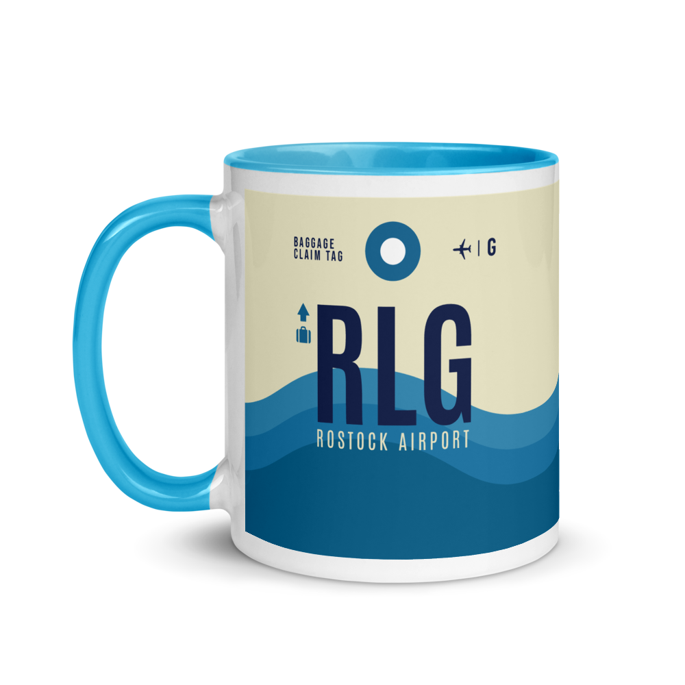 RLG - Rostock - Laage airport code mug with colored inside