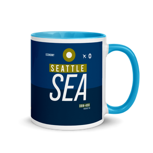 SEA - Seattle Airport Code Mug with colored interior