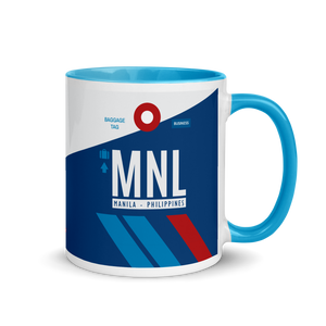 MNL - Manila Flughafencode Tasse mit farbiger Innenseite