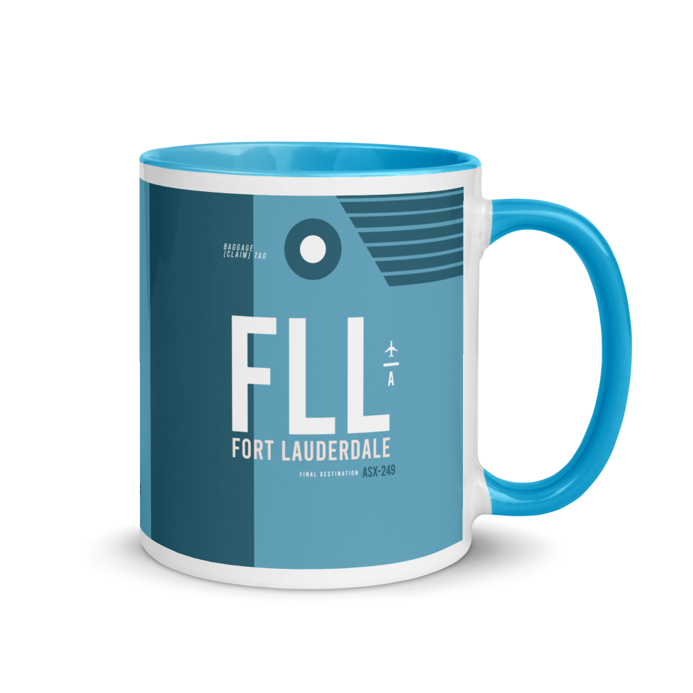 FLL - Fort Lauderdale Flughafencode Tasse mit farbiger Innenseite