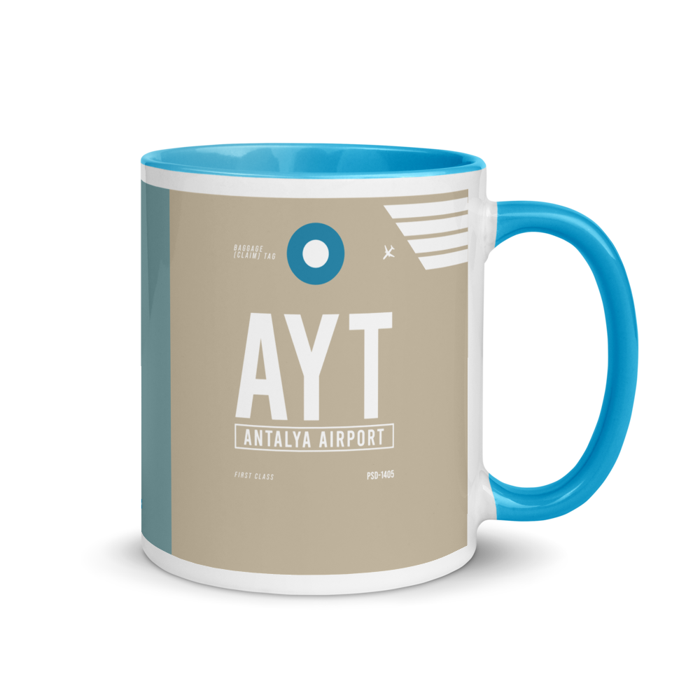 AYT - Antalya Airport Code Mug with colored interior