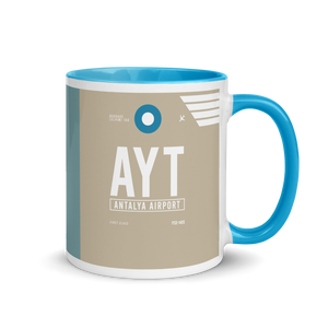 AYT - Antalya Airport Code Mug with colored interior