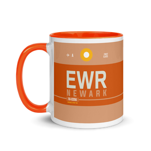 EWR - New Jersey Flughafencode Tasse mit farbiger Innenseite