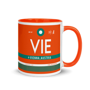 VIE Vienna airport code mug with colored inside