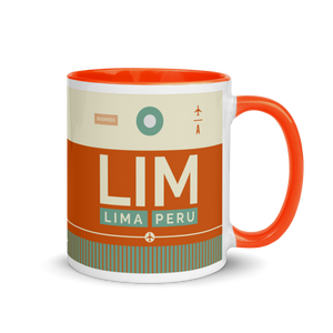 LIM - Lima Flughafencode Tasse mit farbiger Innenseite