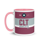 Load image into Gallery viewer, CLT - Charlotte Airport Code mug with colored interior
