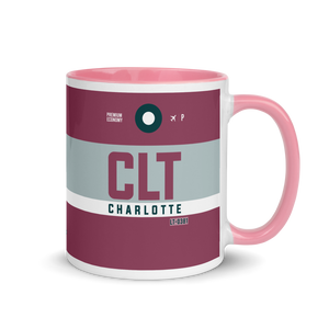 CLT - Charlotte Airport Code mug with colored interior