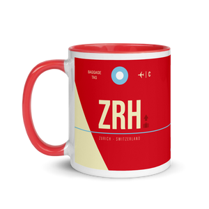 ZRH - Zurich Flughafencode Tasse mit farbiger Innenseite