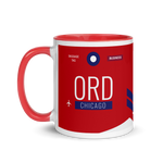 Load image into Gallery viewer, ORD - Chicago Airport Code mug with colored interior
