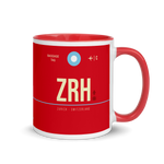 Lade das Bild in den Galerie-Viewer, ZRH - Zurich Flughafencode Tasse mit farbiger Innenseite
