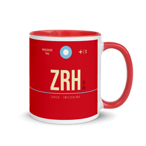 ZRH - Zurich Flughafencode Tasse mit farbiger Innenseite