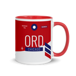 Load image into Gallery viewer, ORD - Chicago Airport Code mug with colored interior
