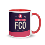 Load image into Gallery viewer, FCO - Rome Airport Code mug with colored interior
