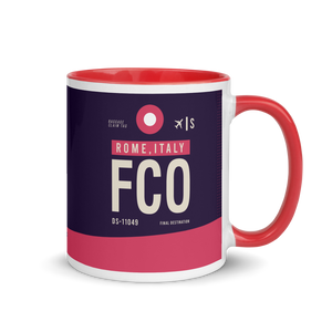 FCO - Rome Airport Code mug with colored interior