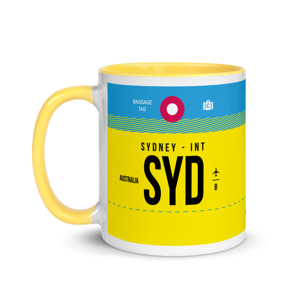 SYD -  Sydney Flughafencode Tasse mit farbiger Innenseite