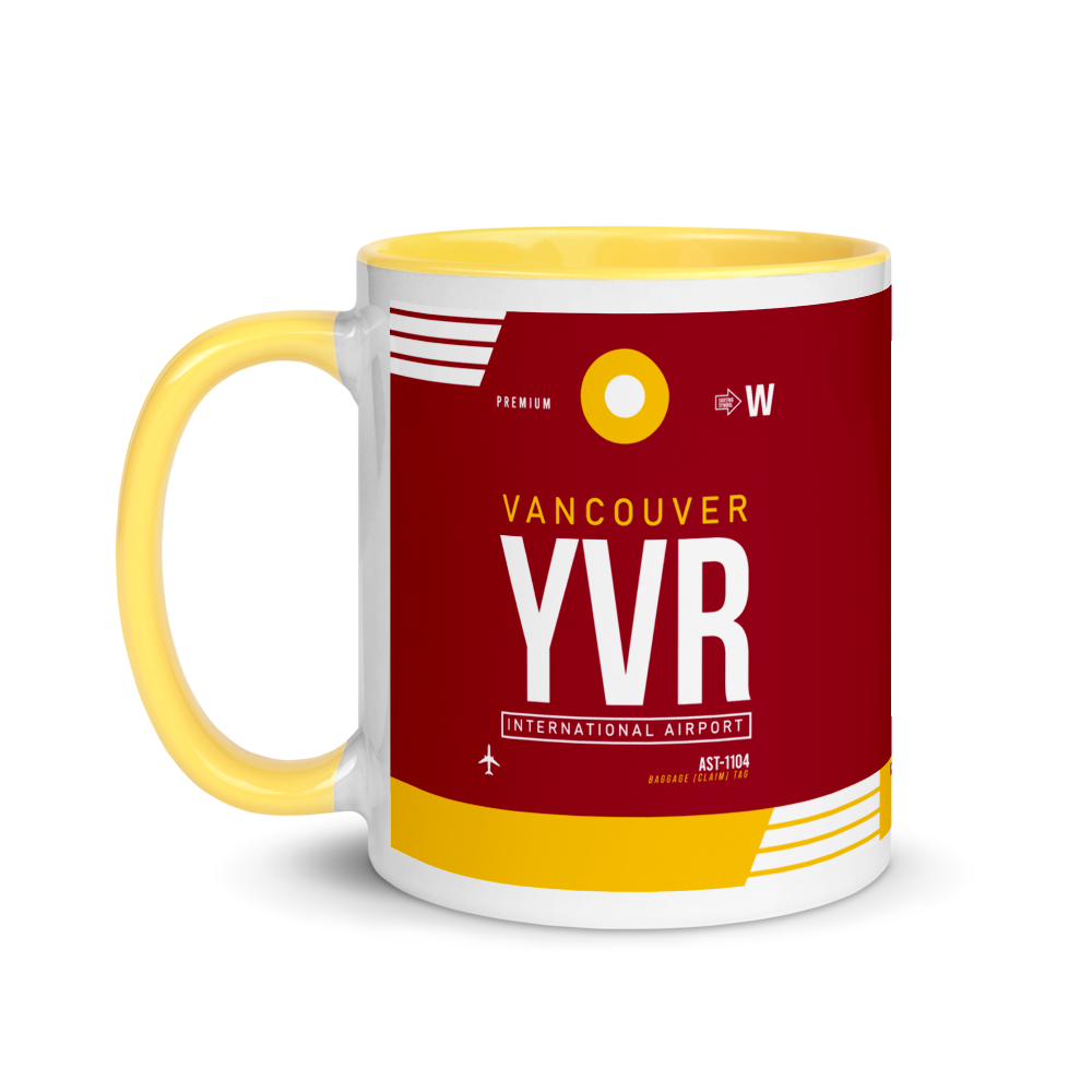 YVR - Vancouver Flughafencode Tasse mit farbiger Innenseite