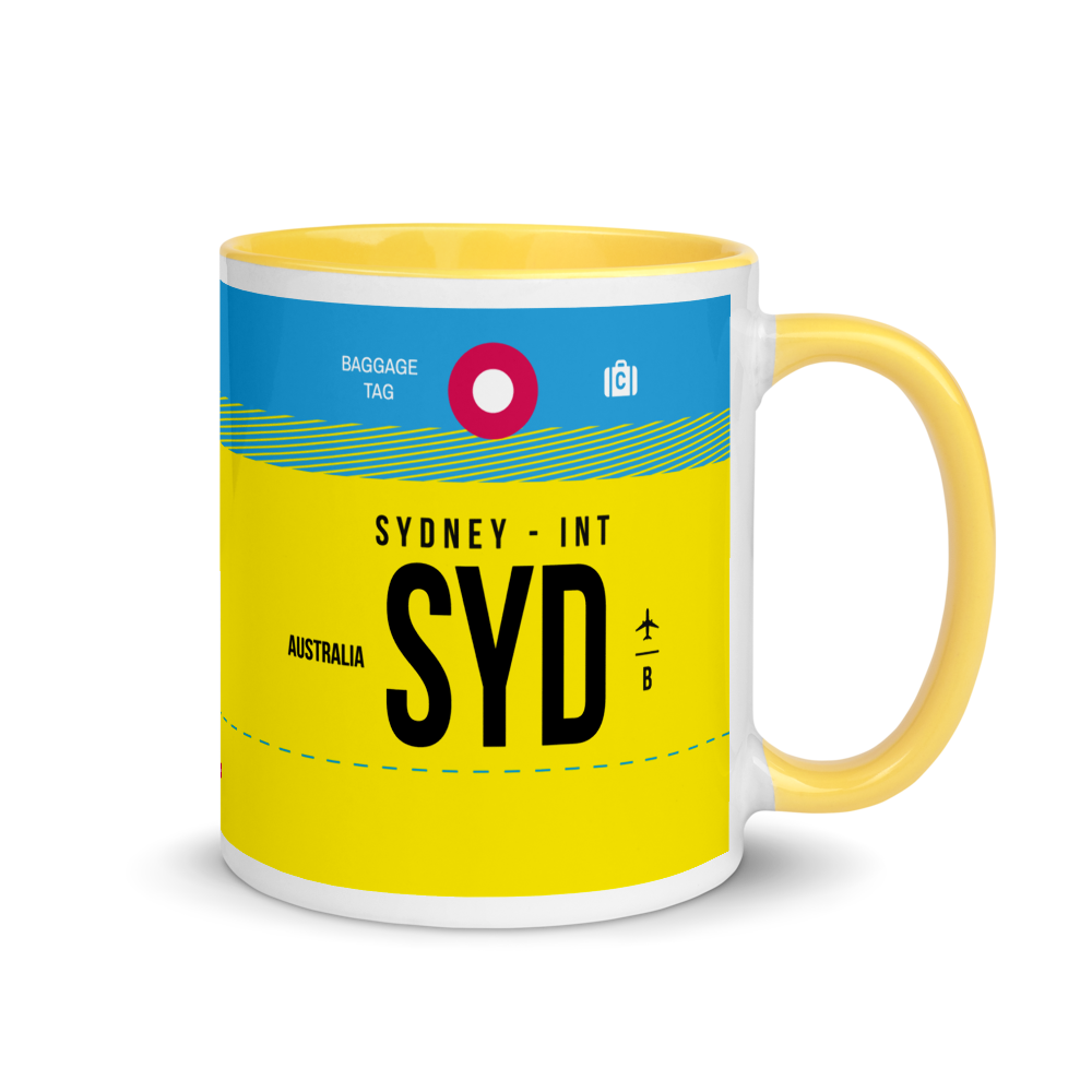 SYD - Sydney Airport Code mug with colored interior